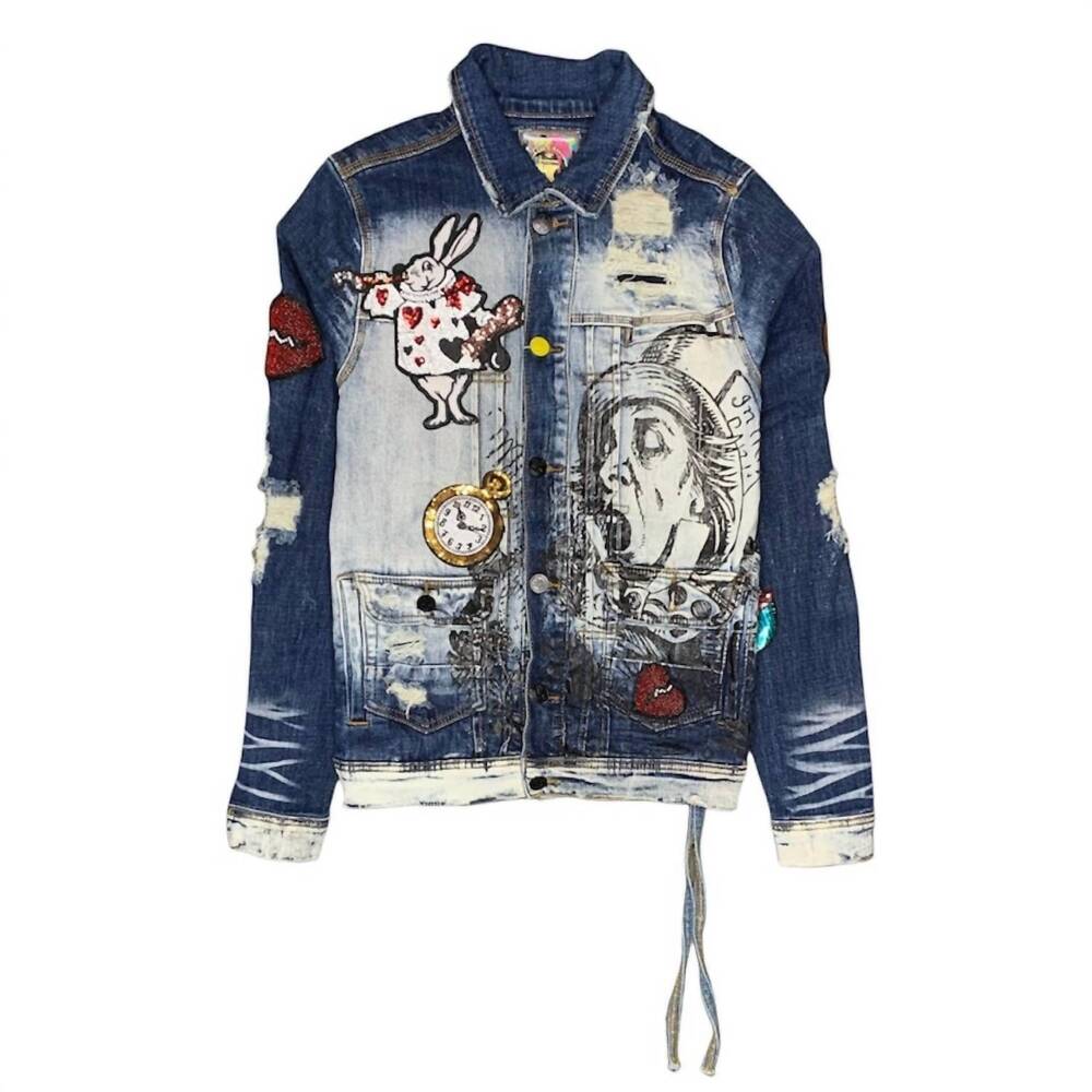 NEW CAST IRON men's chester cat denim jacket in indigo